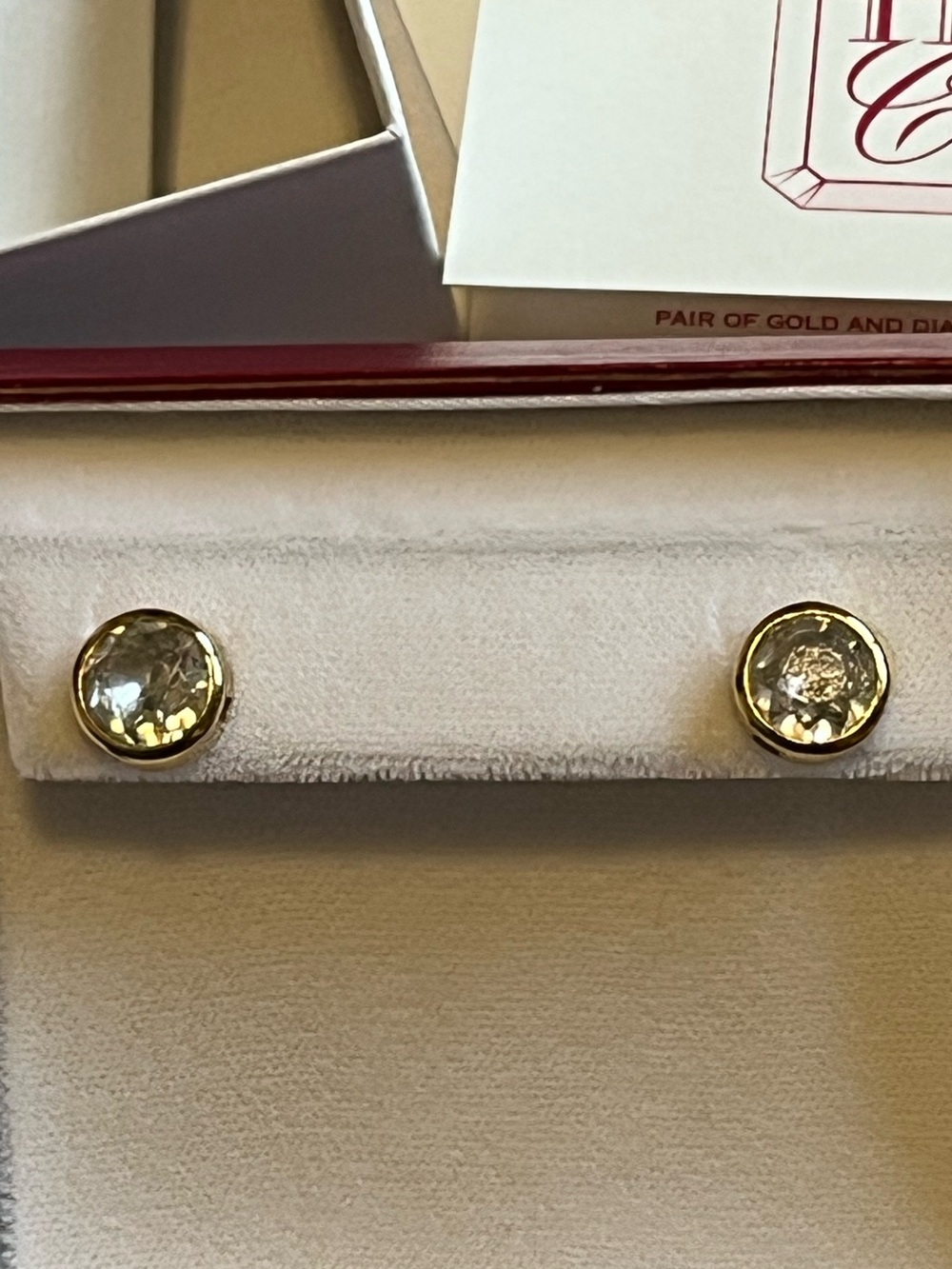 Vintage The Hollywood Collection Audrey Hepburn Gold Bezel Clear Stud Earrings
